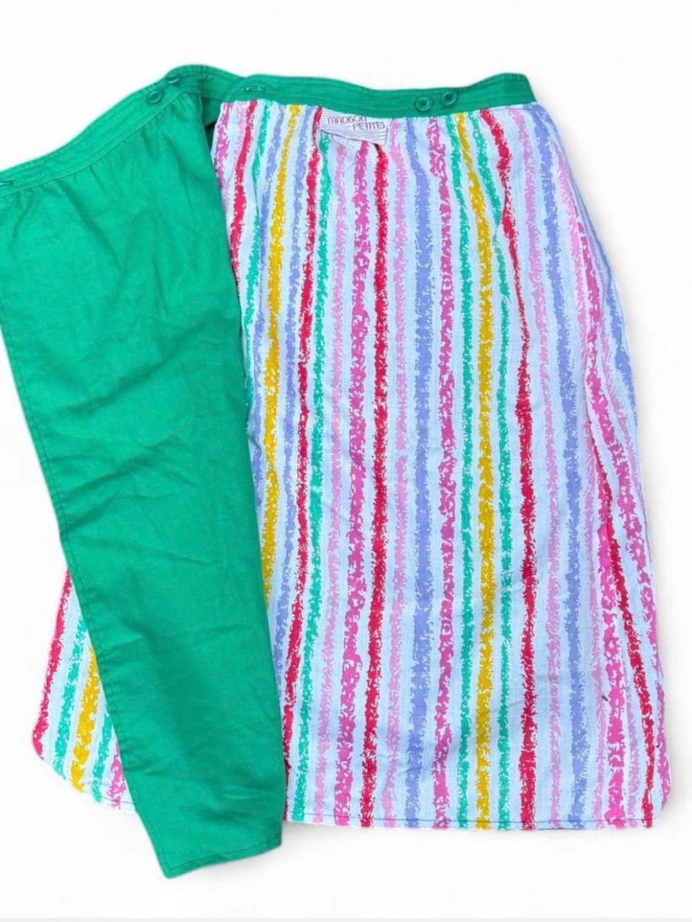 Vintage 80’s rainbow candy stripe brushstroke reversible skirt bright crayon - Picture 4 of 5
